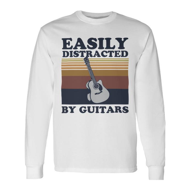 Easily Distracted By Guitars Quote For A Guitar Player Racerback Unisex Long Sleeve