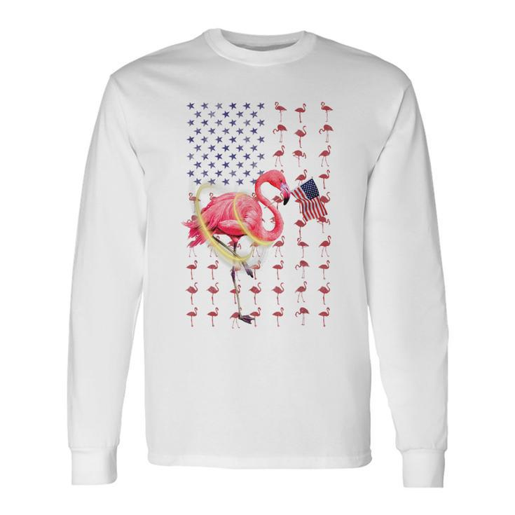 Flamingo American Usa Flag 4Th Of July Patriotic Long Sleeve T-Shirt