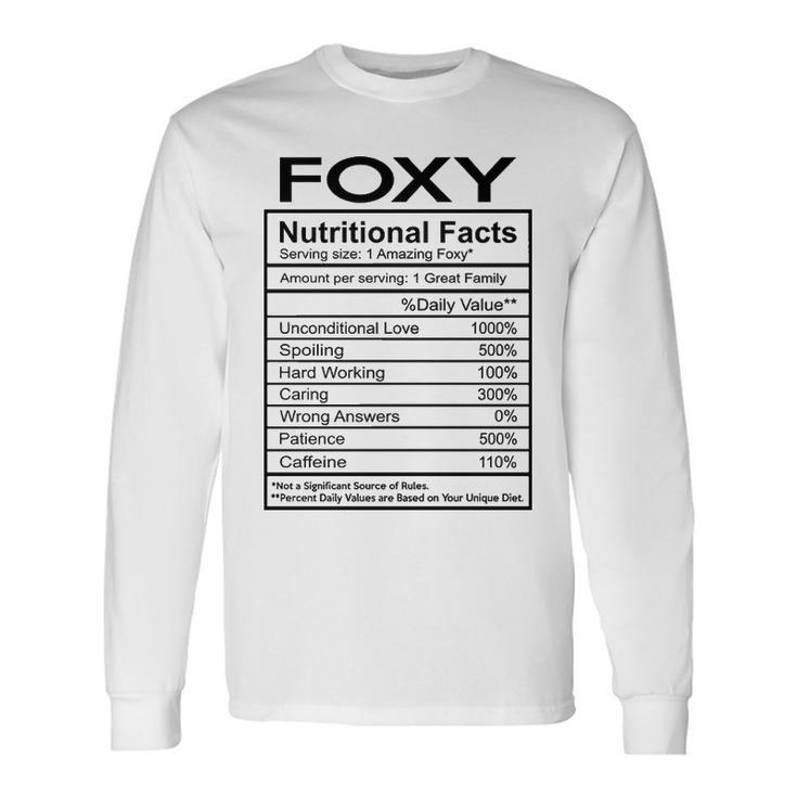 Foxy Grandma Foxy Nutritional Facts Long Sleeve T-Shirt