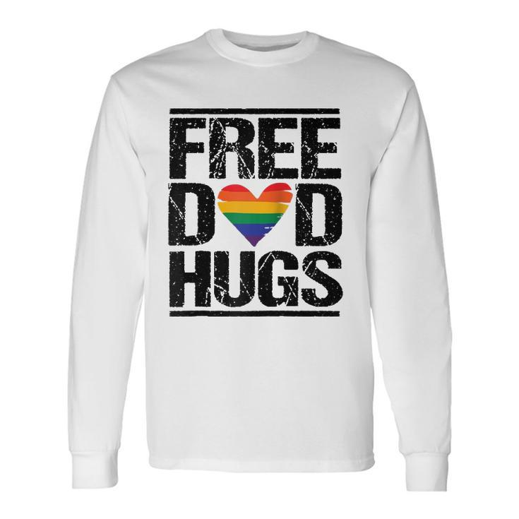Free Dad Hugs Lgbtq Pride Stepfather Daddy Papa Raglan Baseball Tee Long Sleeve T-Shirt T-Shirt