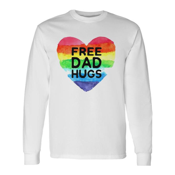Free Dad Hugs Rainbow Heart Flag Gay Lgbt Pride Month Long Sleeve T-Shirt T-Shirt