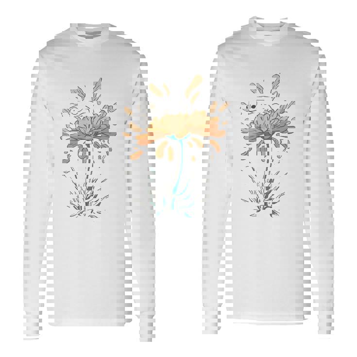 Frog On Flowers Nature Flower Leaves Petals Long Sleeve T-Shirt T-Shirt