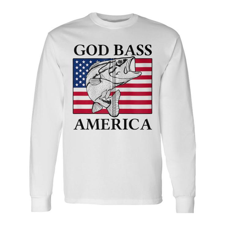 God Bass America Fishing Dad 4Th Of July Usa Patriotic Zip Long Sleeve T-Shirt