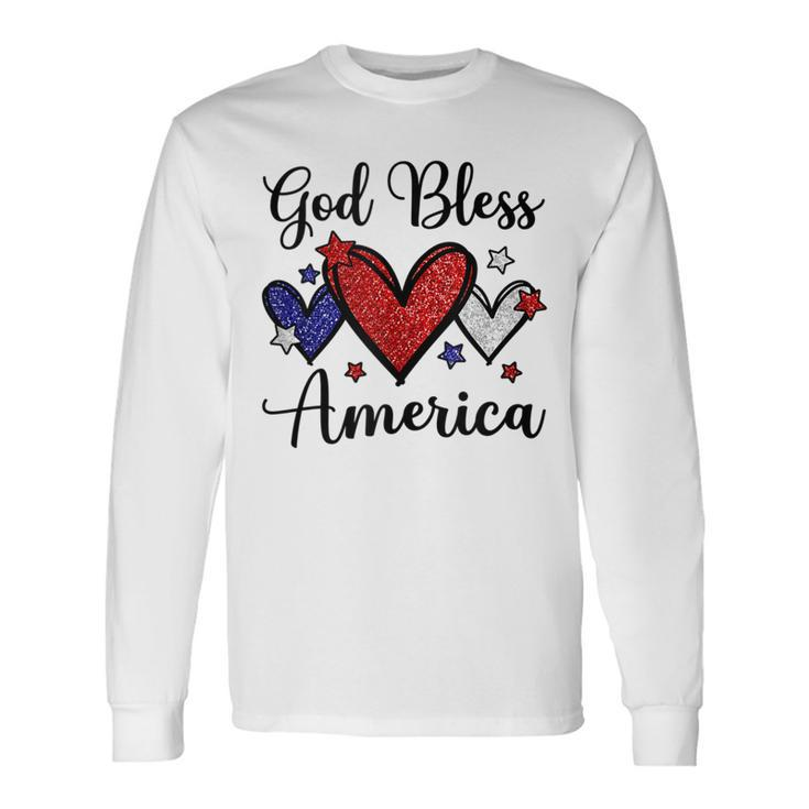 God Bless America Patriotic 4Th Of July Motif For Christians Long Sleeve T-Shirt