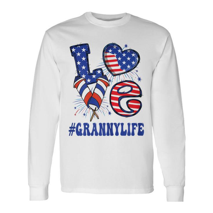 Granny Love Usa Flag Grandma 4Th Of July Matching Long Sleeve T-Shirt Gifts ideas