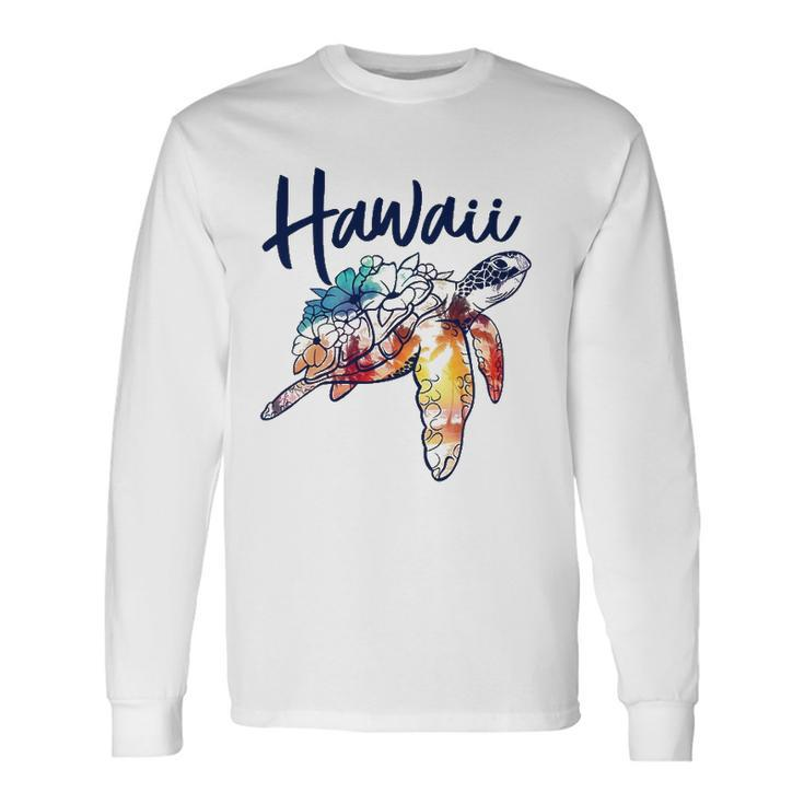 Hawaii Sea Turtle Hawaiian Floral Matching Vacation Long Sleeve T-Shirt T-Shirt