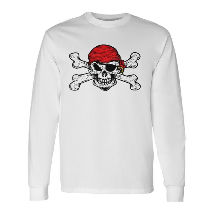 Jolly Roger Pirate Skull And Crossbones Flag Long Sleeve T-Shirt T-Shirt