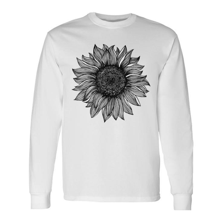 Be Kind Sunflower Minimalistic Flower Plant Artwork Long Sleeve T-Shirt