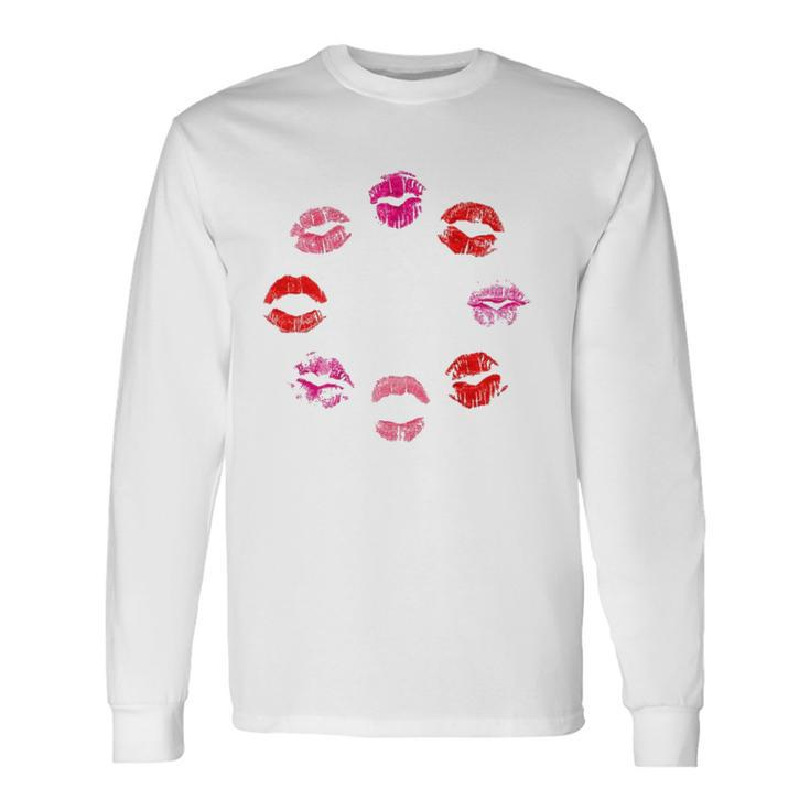 Kiss Lipstick Print Lip Makeup Cute And Trendy Long Sleeve T-Shirt T-Shirt
