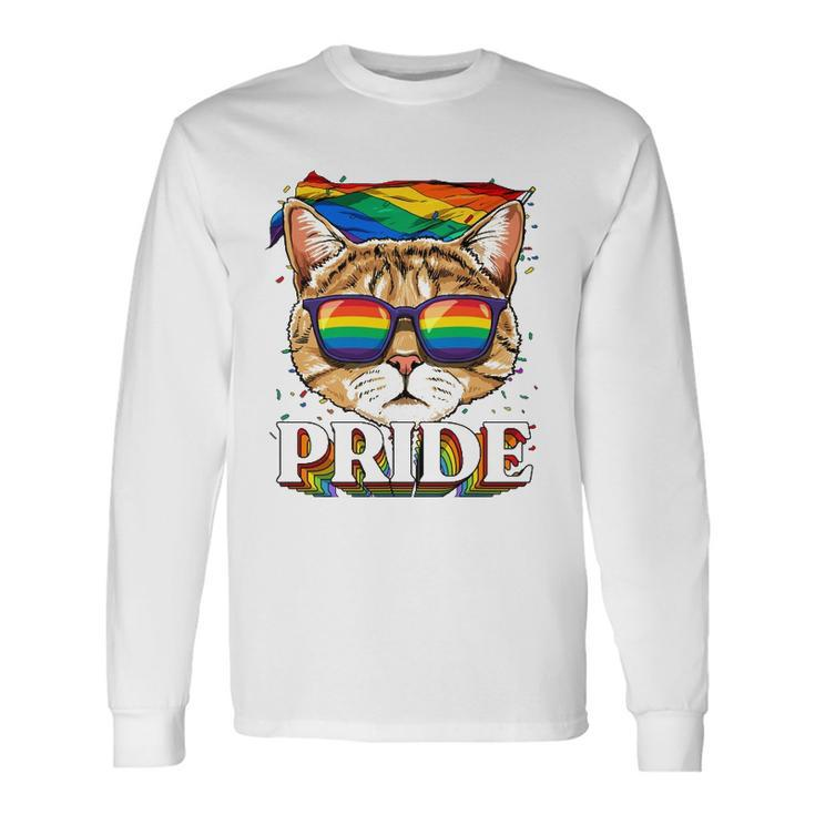Lgbt Cat Gay Pride Lgbtq Rainbow Flag Sunglasses Long Sleeve T-Shirt T-Shirt