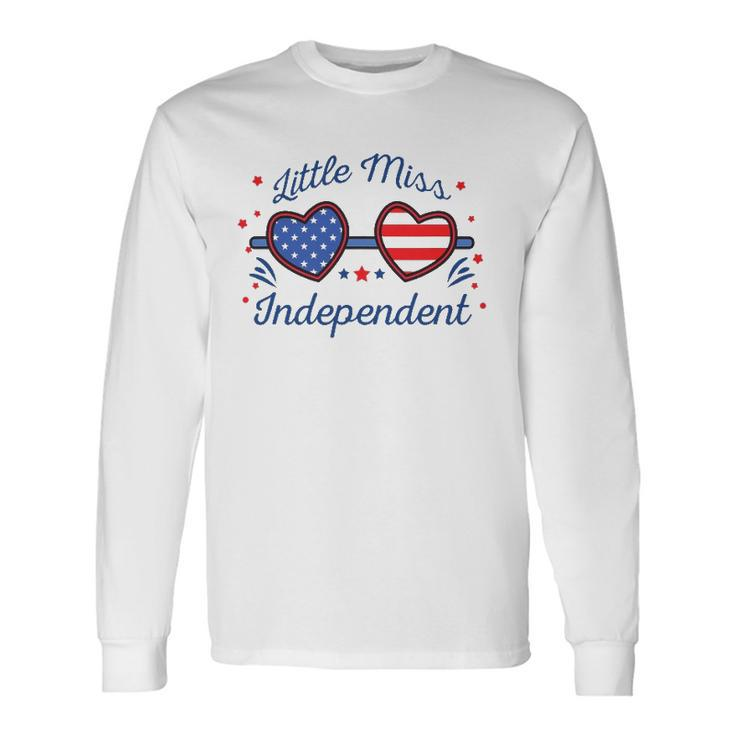 Little Miss Independent American Flag Sunglasses 4Th Of July Long Sleeve T-Shirt T-Shirt