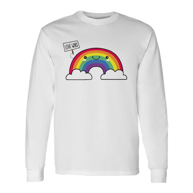 Love Wins Lgbt Kawaii Cute Anime Rainbow Flag Pocket Long Sleeve T-Shirt