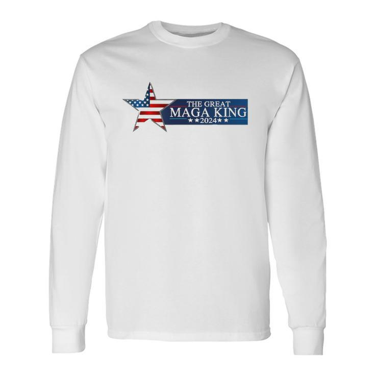 Mega King Usa Flag Proud Ultra Maga Trump 2024 Trump Support Long Sleeve T-Shirt T-Shirt