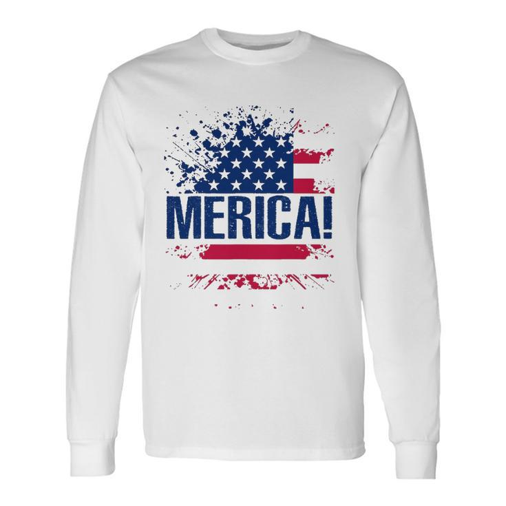 Merica S Vintage Usa Flag Merica Tee Long Sleeve T-Shirt T-Shirt