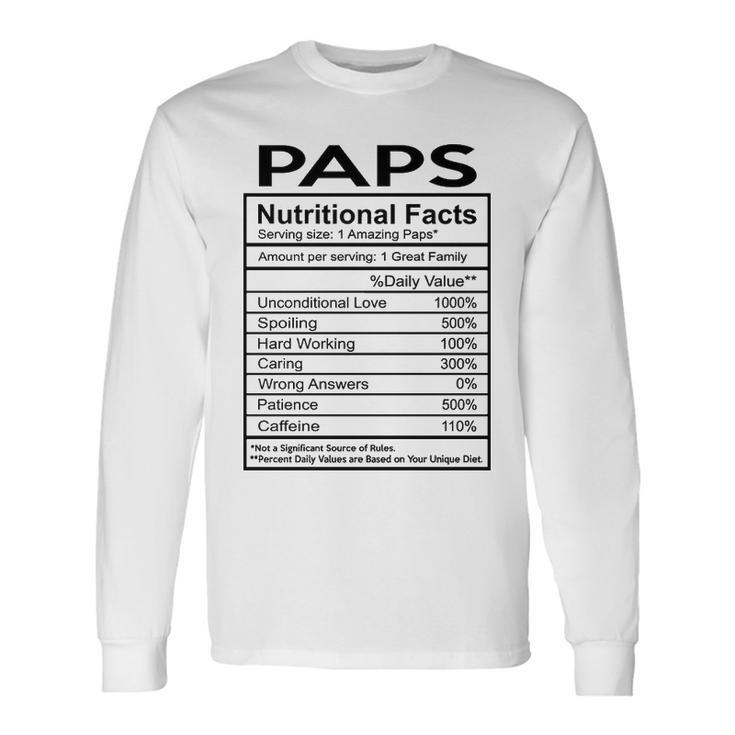 Paps Grandpa Paps Nutritional Facts Long Sleeve T-Shirt