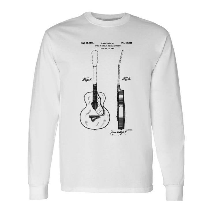 Patent Drawing Old Acoustic Guitar  Unisex Long Sleeve