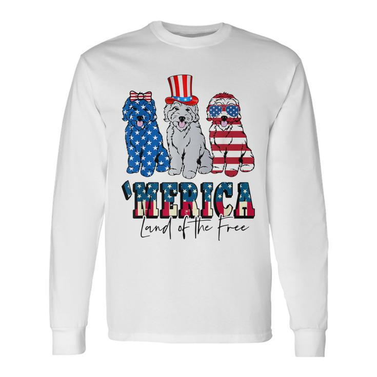 Patriotic Goldendoodle Dog 4Th Of July America Usa Flag Long Sleeve T-Shirt