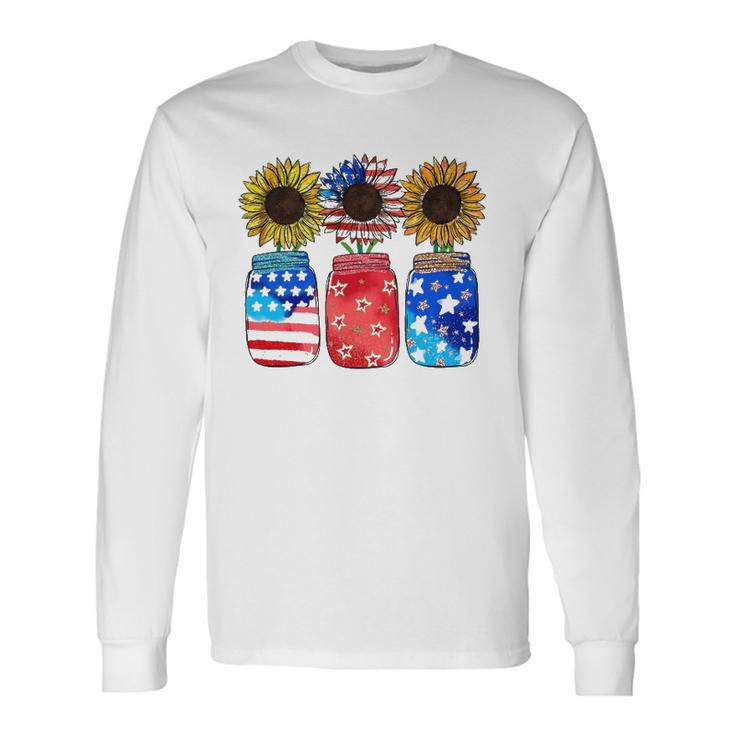 Patriotic Jar Sunflower American Flag 4Th Of July Long Sleeve T-Shirt T-Shirt