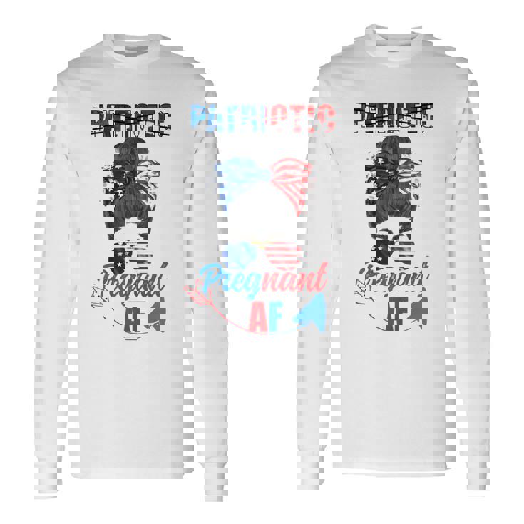 Patriotic Pregnant Af Baby Reveal 4Th Of July Pregnancy V2 Long Sleeve T-Shirt