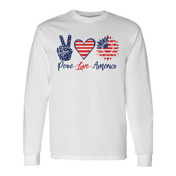 Peace Love America Sunflower 4Th Of July Fireworks Long Sleeve T-Shirt