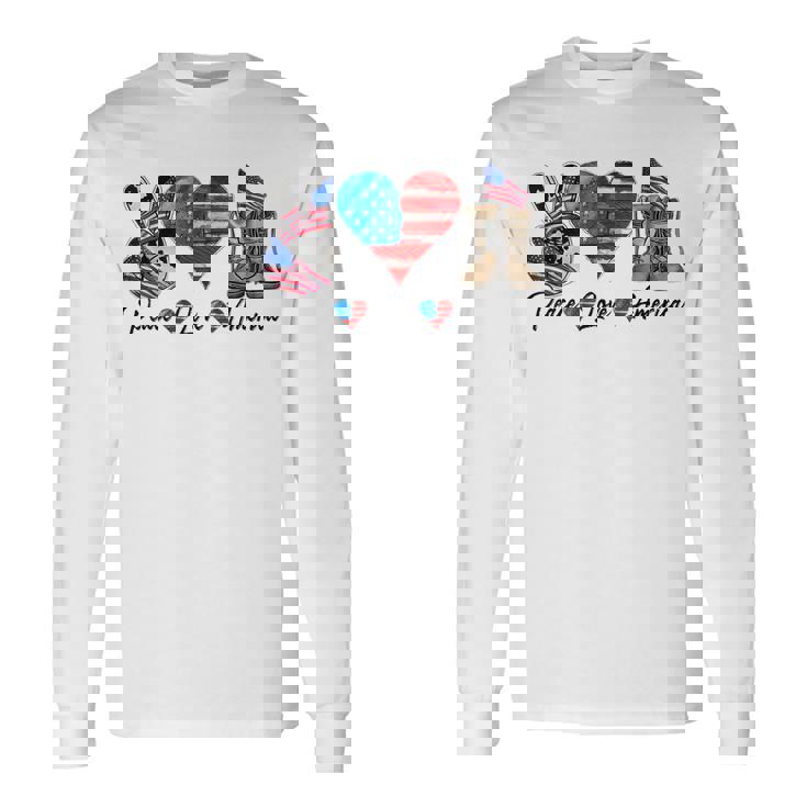 Peace Love America Vintage 4Th Of July Western America Flag Long Sleeve T-Shirt
