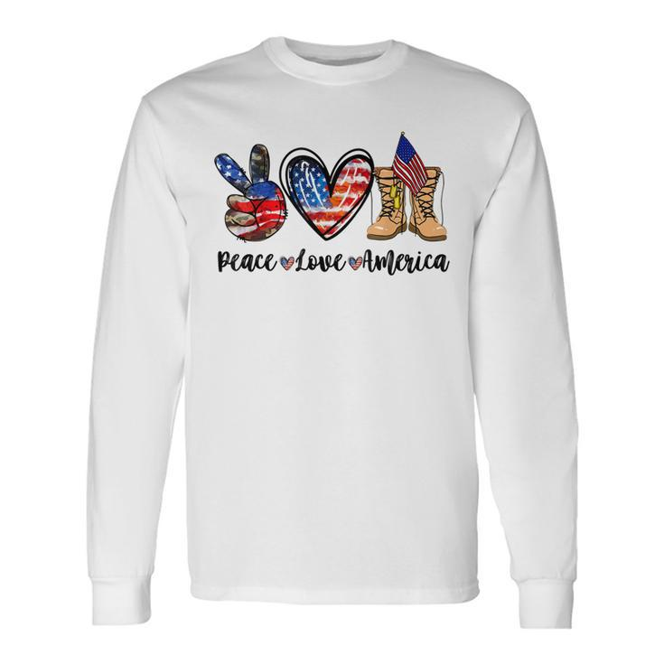 Peace Love America Vintage 4Th Of July Western America Flag V2 Long Sleeve T-Shirt