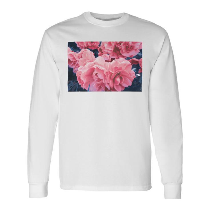 Pink Roses In Garden Unisex Long Sleeve Gifts ideas