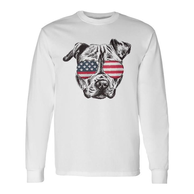 Pitbull 4Th Of July Sunglasses American Flag Patriotic Long Sleeve T-Shirt