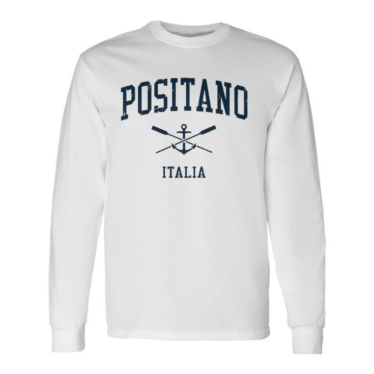 Positano Vintage Navy Crossed Oars & Boat Anchor Long Sleeve T-Shirt T-Shirt
