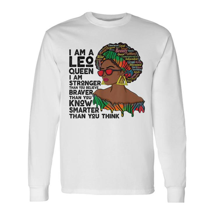 Proud Afro Leo Queen July August Birthday Leo Zodiac Sign Long Sleeve T-Shirt