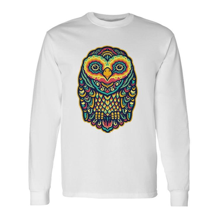 Psychedelic Owl Art Trippy Colors Colorful Rave Party Bird Long Sleeve T-Shirt T-Shirt