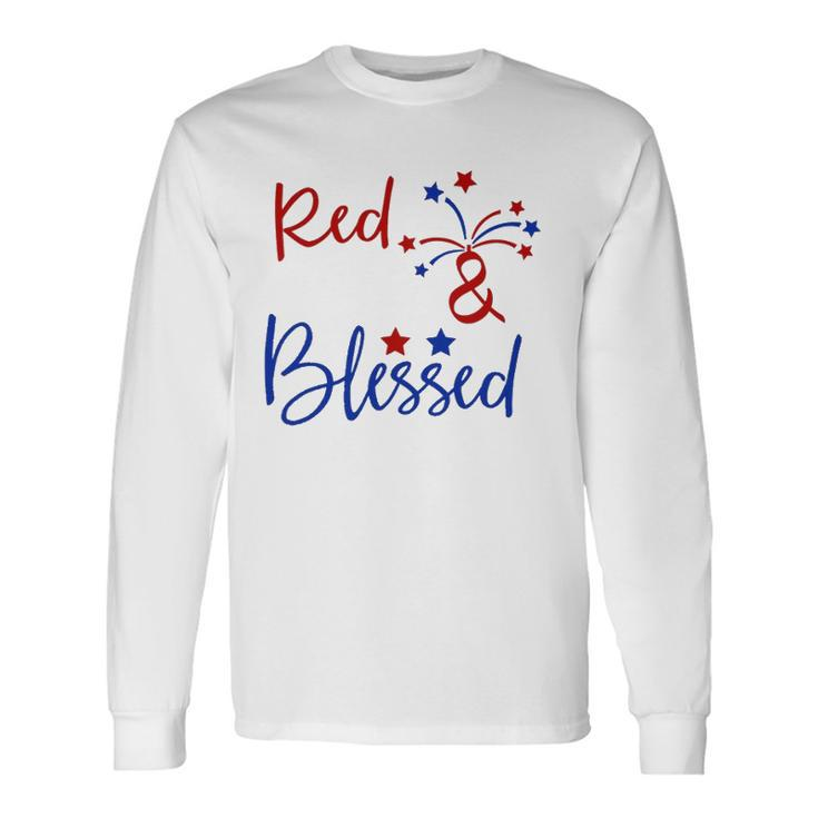 Red White Blessed 4Th Of July Cute Patriotic America Long Sleeve T-Shirt
