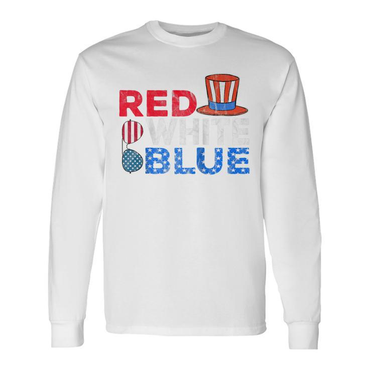 Red White Blue American Flag 4Th Of July Mom Dad Long Sleeve T-Shirt