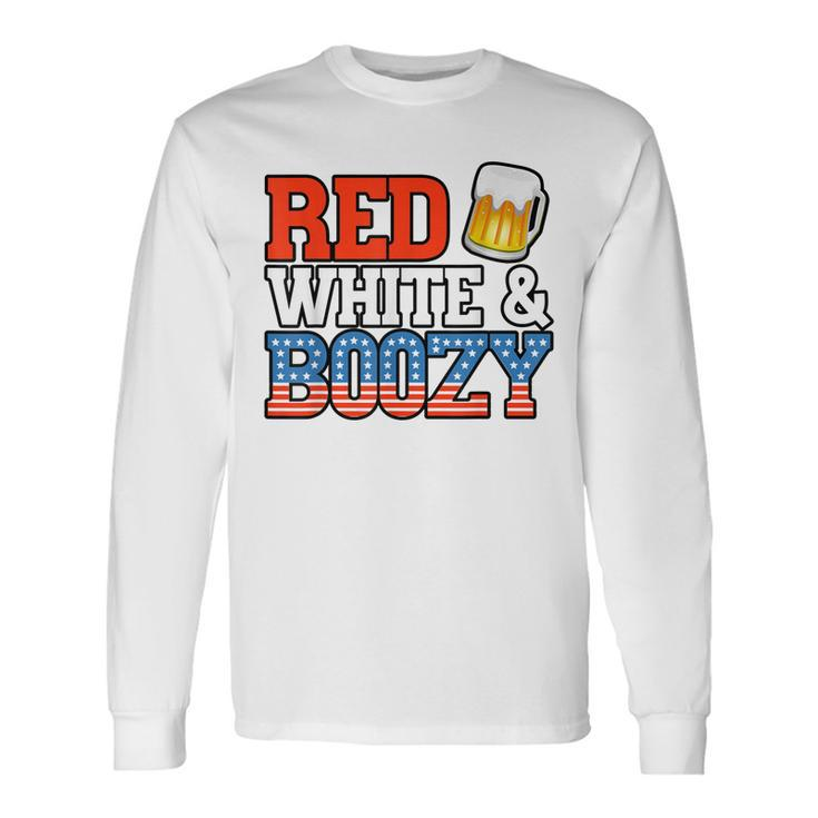 Red White And Boozy 4Th Of July Drinking Crew Party Long Sleeve T-Shirt