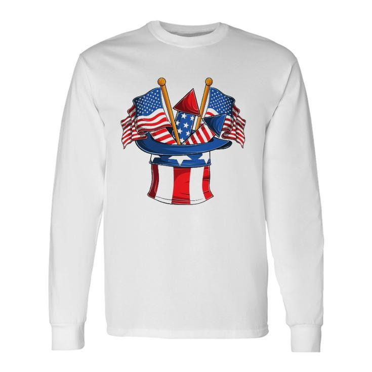 Retro 4Th Of July Hat Patriotic American Flag Vintage Long Sleeve T-Shirt T-Shirt