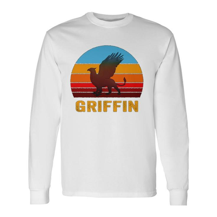 Retro Vintage Style Sunset Griffin Legendary Creature Long Sleeve T-Shirt T-Shirt
