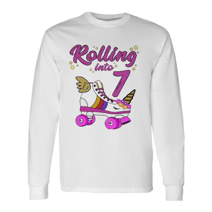 Rolling Into 7Th Birthday Unicorn Roller Skate Party Long Sleeve T-Shirt T-Shirt