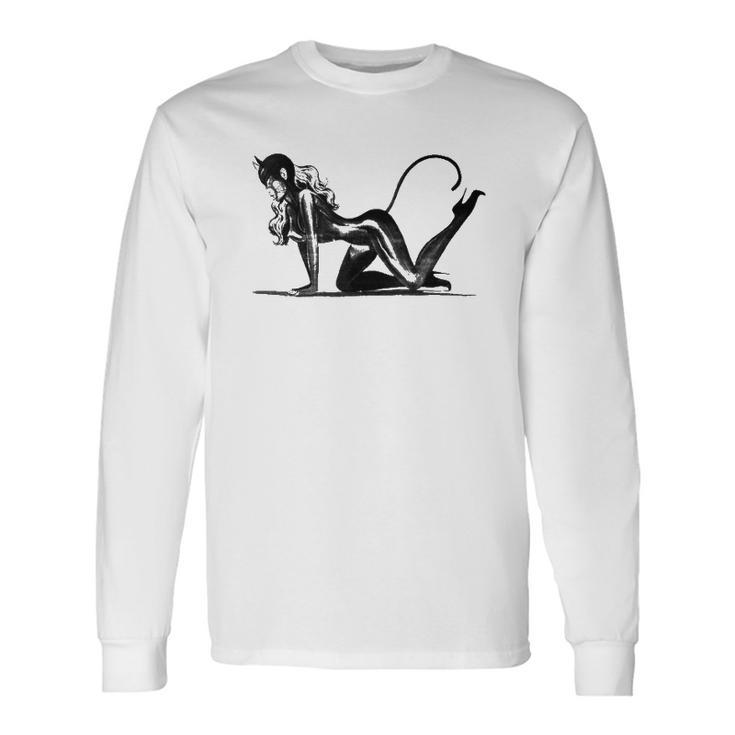 Sexy Catsuit Latex Black Cat Costume Cosplay Pin Up Girl Long Sleeve T-Shirt T-Shirt Gifts ideas