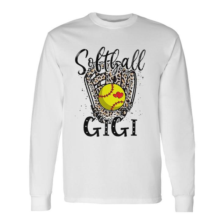 Softball Gigi Leopard Game Day Softball Lover Grandma Long Sleeve T-Shirt T-Shirt