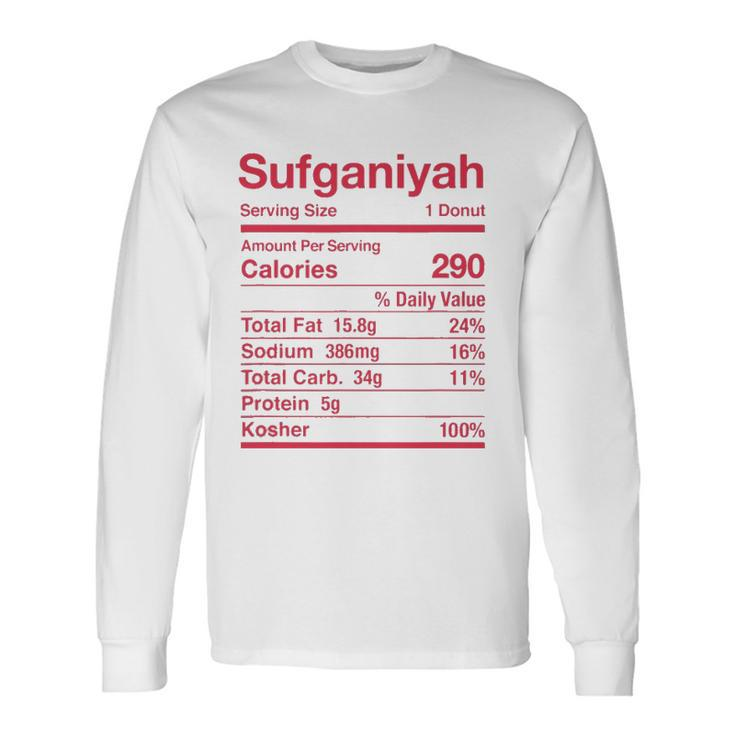 Sufganiyah Nutrition Facts Jewish Kosher Food Hanukkah Long Sleeve T-Shirt T-Shirt