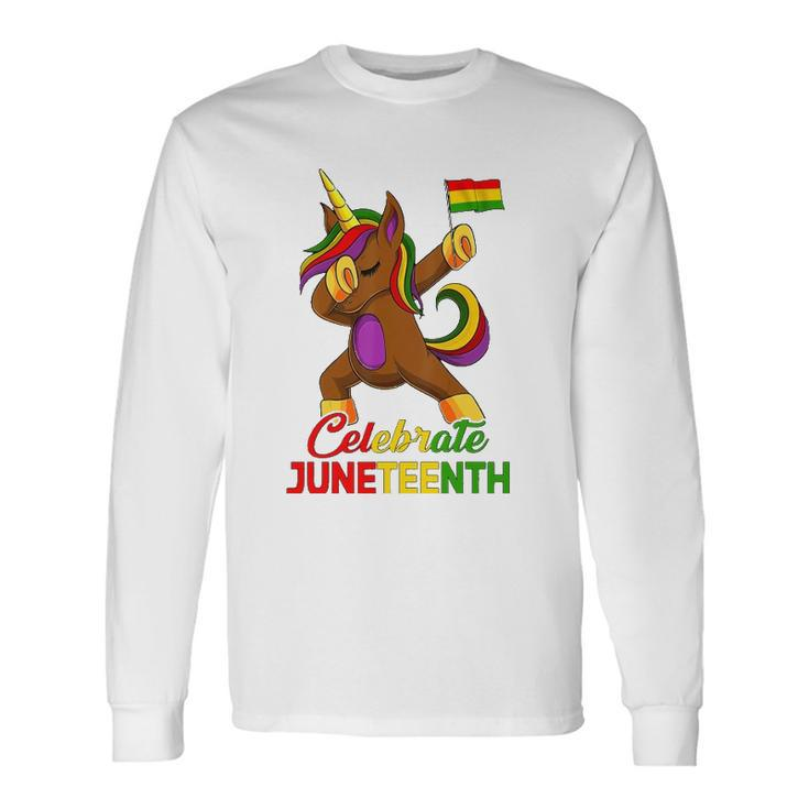 Unicorn Dabbing Juneteenth Celebrate Black Girls Long Sleeve T-Shirt T-Shirt