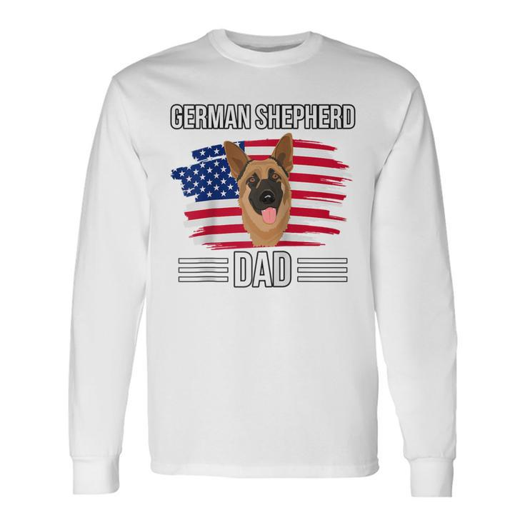 Usa Us Flag 4Th Of July Fathers Day German Shepherd Dad Long Sleeve T-Shirt