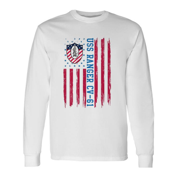 Uss Ranger Cv 61 American Flag Aircraft Carrier Veterans Day Long Sleeve T-Shirt T-Shirt Gifts ideas
