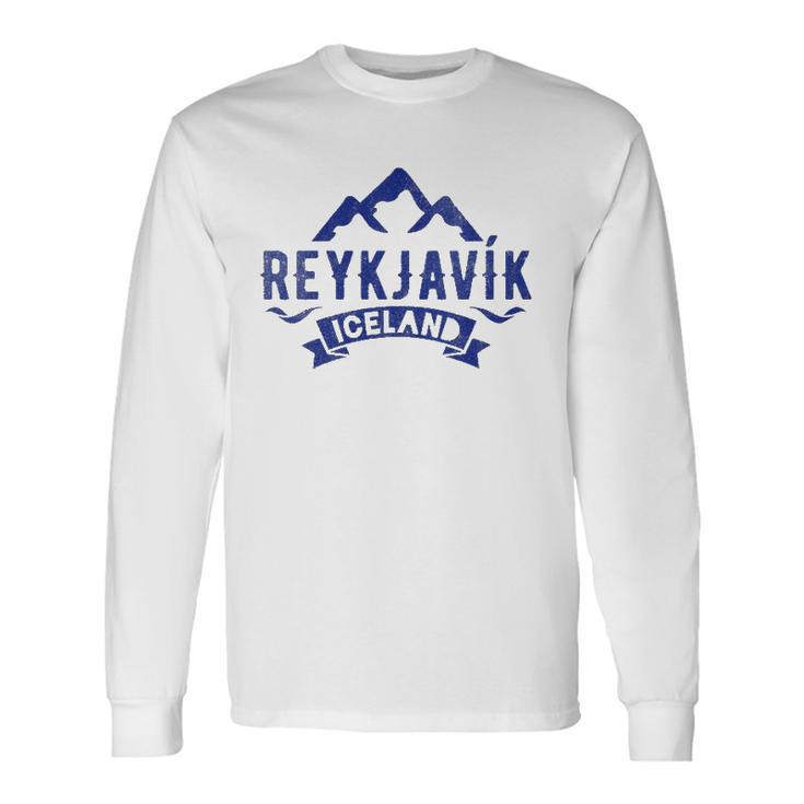 Vintage Reykjavik Iceland With Glaciers Long Sleeve T-Shirt T-Shirt