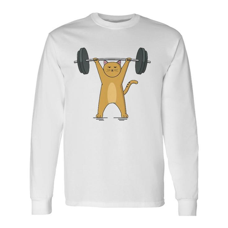 Weightlifting Cat Barbell Fitness Lovers Long Sleeve T-Shirt T-Shirt