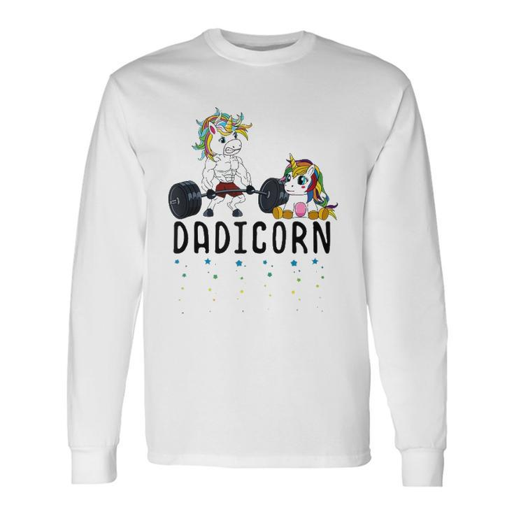 White Dadicorn Unicorn Dad Fitness Gym Weightlifting Long Sleeve T-Shirt T-Shirt