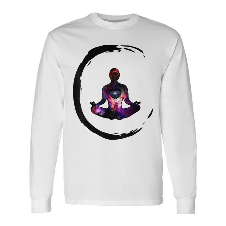 Zen Buddhism Inspired Enso Cosmic Yoga Meditation Art Long Sleeve T-Shirt