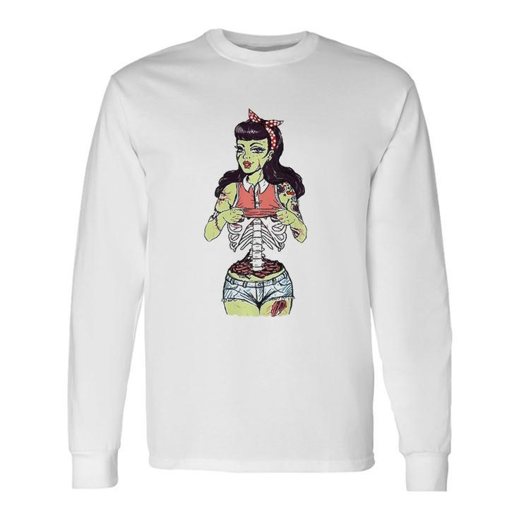 Zombie Pin-Up Girl Halloween Costume Long Sleeve T-Shirt T-Shirt