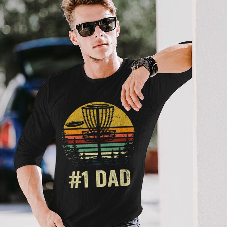 1 Dad Disc Golf Number One Father Frisbee Golfing Disk Long Sleeve T-Shirt Gifts for Him