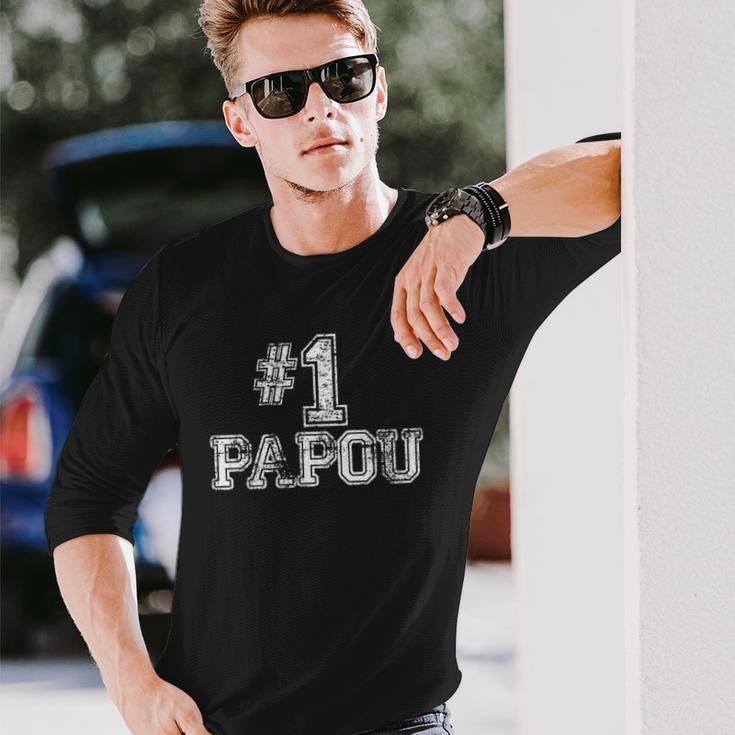 1 Papou Number One Sports Fathers Day Long Sleeve T-Shirt T-Shirt Gifts for Him